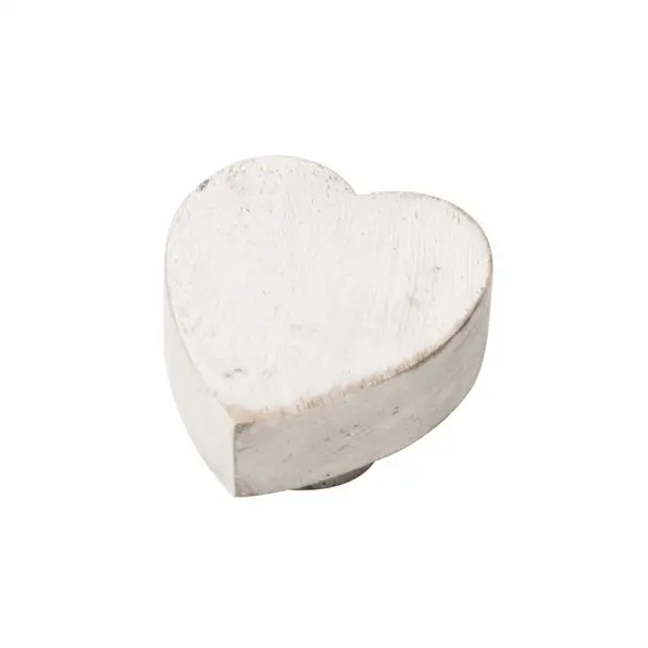 Pomo 35mm Madera de Mango Decapada Blanca