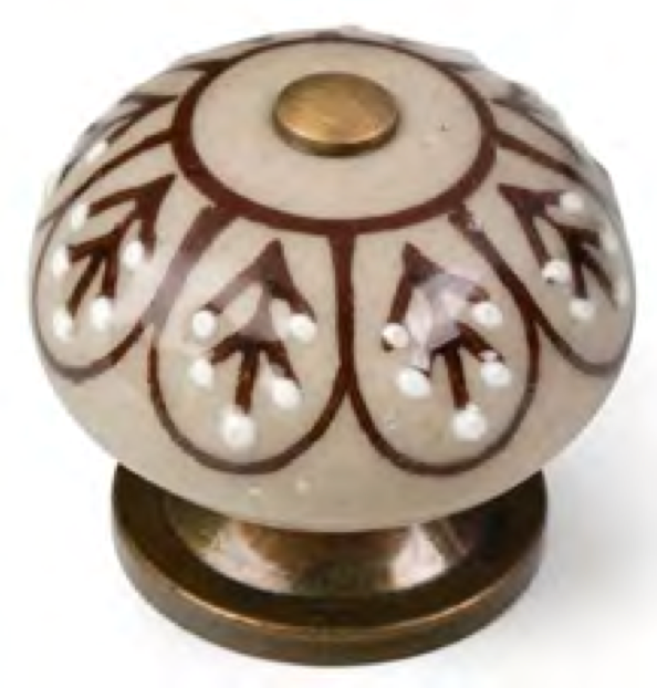 Pomo 40mm Cerámica Pintada a Mano Hojas Marrones