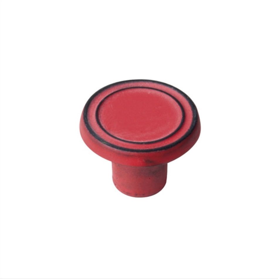 Pomo 35mm Hierro Envejecido Pátina Rojo