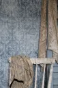 Papel pintado pared estampado azul (rollo 10 m / 53 ancho)